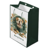 Vrolijke kerst Engelse Bulldog Medium Cadeauzakje (Voorkant Gekanteld)