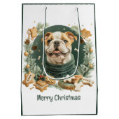 Vrolijke kerst Engelse Bulldog Medium Cadeauzakje (Achterkant)