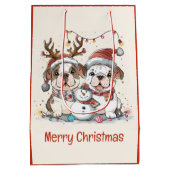 Vrolijke kerst Engelse Bulldogs Medium Cadeauzakje (Achterkant)