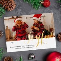 Vrolijke Kerst Familie Foto Modern Schrift