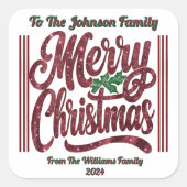 Vrolijke kerst feestelijke Sticker! Vierkante Sticker (Voorkant)