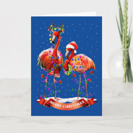 Vrolijke kerst Flamingo's Kaart
