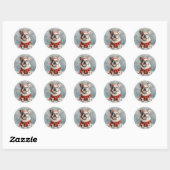 Vrolijke kerst Franse Bulldog Rendieren Hond Ronde Sticker (Vel)