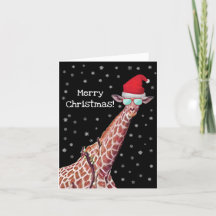 Vrolijke kerst Giraffe met Santa Hat Snowflakes