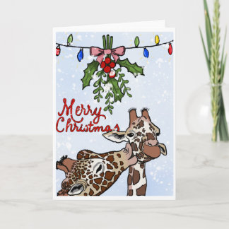 Vrolijke kerst Giraffes Kaart