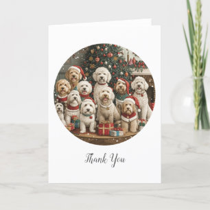 Vrolijke Kerst Goldendoodle Puppy Honden Bedankkaart
