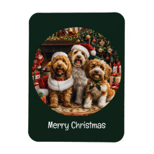 Vrolijke Kerst Goldendoodle Puppy Honden Magneet