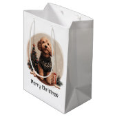 Vrolijke Kerst Goldendoodle Puppy Honden Medium Cadeauzakje (Achterkant Gekanteld)