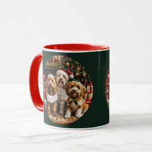 Vrolijke Kerst Goldendoodle Puppy Honden Mok
