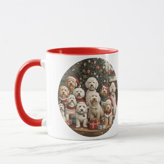 Vrolijke Kerst Goldendoodle Puppy Honden Mok (Links)