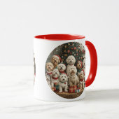 Vrolijke Kerst Goldendoodle Puppy Honden Mok (Voorkant rechts)