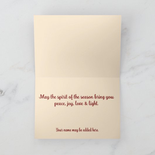 Vrolijke Kerst gouden boom met wit & rood Kaart (Binnen)