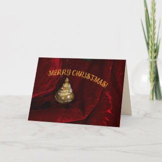 Vrolijke Kerst gouden boom met wit & rood Kaart