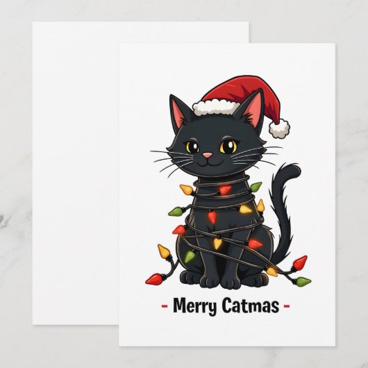 Vrolijke kerst grappige kerst katachtige kattenlie bedankkaart (Voorkant / Achterkant)