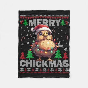 Vrolijke Kerst Grappige Kip Kerst Lelijk Voor Bo Fleece Deken