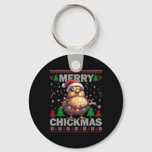 Vrolijke Kerst Grappige Kip Kerst Lelijk Voor Bo Sleutelhanger