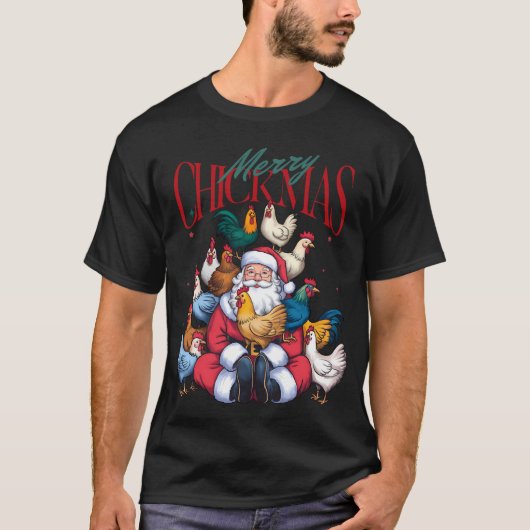 Vrolijke Kerst Grappige Kip Kerst T-shirt (Voorkant)