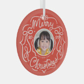 Vrolijke kerst grillige Doodle Foto Glas Ornament (Voorkant Rechts)