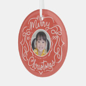 Vrolijke kerst grillige Doodle Foto Glas Ornament (Voorkant links)