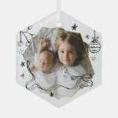 Vrolijke kerst grillige foto glas ornament (Voorkant)