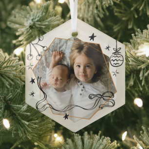 Vrolijke kerst grillige foto glas ornament