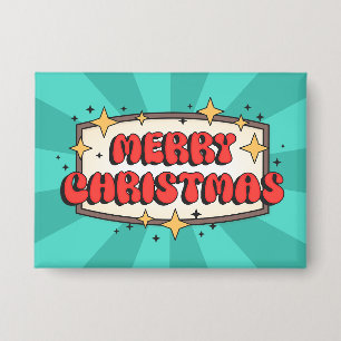 Vrolijke kerst groovy retro tekst button