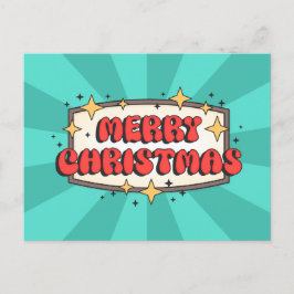 Vrolijke kerst groovy tekst, vrolijke retro cartoo briefkaart
