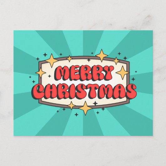 Vrolijke kerst groovy tekst, vrolijke retro cartoo briefkaart (Voorkant)