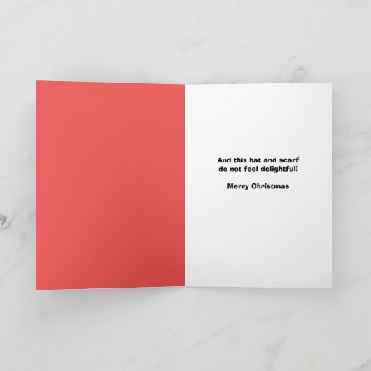 Vrolijke Kerst Grumpy Black Cat in Pet en sjaal Feestdagen Kaart (Binnen)