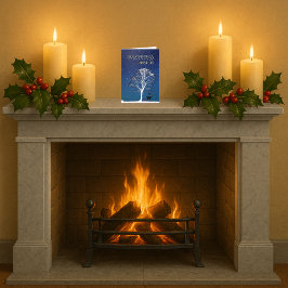 Vrolijke kerst herten nachtelijke hemel feestdagen kaart