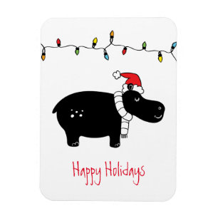 Vrolijke Kerst Hippo Magneet