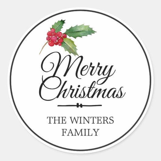 Vrolijke kerst Holly Berries Package Seal Ronde Sticker (Voorkant)