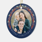 Vrolijke kerst Holly Botanische Foto Keramisch Ornament (Links)