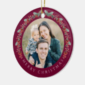 Vrolijke kerst Holly Botanische Foto Keramisch Ornament (Links)