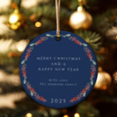 Vrolijke kerst Holly Botanische Foto Keramisch Ornament