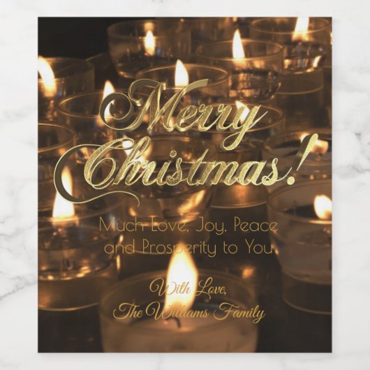 Vrolijke Kerst kaarslicht brandende kaarsen Wijn Etiket (Enkel label)