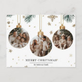 Vrolijke kerst Kaart met drie Ornamenten foto's (Voorkant)