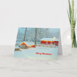 Vrolijke kerst Kaart met een besneeuwd Boerderij s