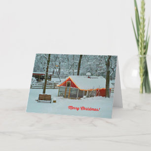 Vrolijke kerst Kaart met een besneeuwd Boerderij s