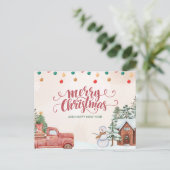 Vrolijke kerst Kaart met een sneeuwpop: Deel Holi (Staand voorkant)