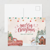 Vrolijke kerst Kaart met een sneeuwpop: Deel Holi (Voorkant / Achterkant)