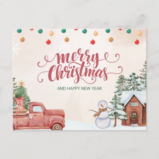 Vrolijke kerst Kaart met een sneeuwpop: Deel Holi (Voorkant)