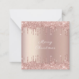 Vrolijke kerst Kaart met Roos Gold Glitter Druppel Notitiekaartje