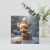 Vrolijke kerst Kaart met Schattige Baby rendieren (Staand voorkant)