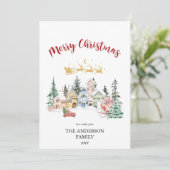 Vrolijke kerst Kaart | Sneeuw Winter House Scene (Staand voorkant)