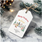 Vrolijke kerst Kaart | Sneeuw Winter House Scene Cadeaulabel