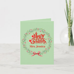 Vrolijke kerst Kaart voor de leerkracht