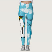 vrolijke kerst, kerst, pinguïn, bloemen, blauw, leggings (Voorkant)