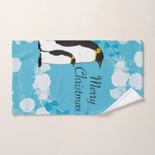 vrolijke kerst , kerst , pinguïn , bloemen handdoek (Handdoek)
