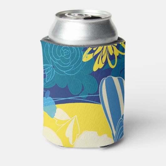 vrolijke kerst , kerst , vogel , bloemen , natuur blikjeskoeler (Blikje Achterkant)